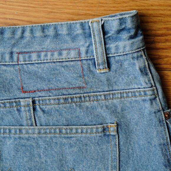 Y2K MOJEANS Baggy Carpenter Denim Shorts Light Wash Blue Size 40 Hip-Hop Skater - Picture 6 of 15